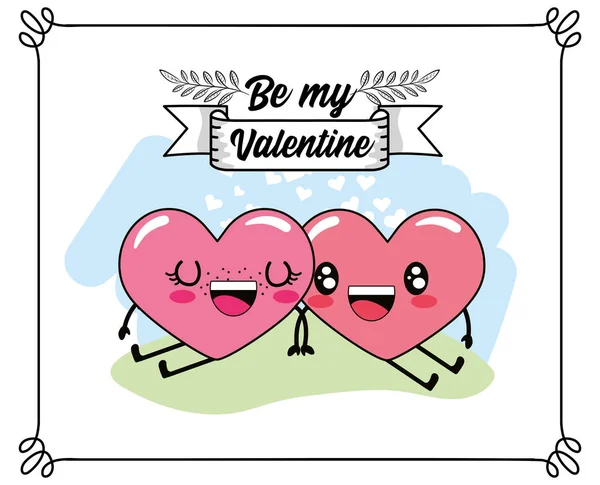 Serca Para Razem Obchody Valentine Wektor Ilustracja — Wektor stockowy