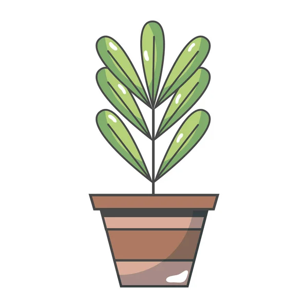 Planta Com Folhas Dentro Vaso Ilustração Vetorial Design — Vetor de Stock