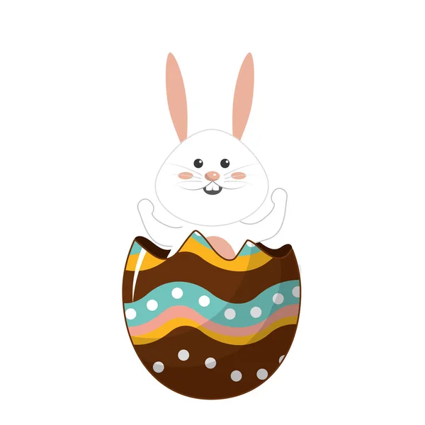 Красивый Кролик Внутри Яйца Векторная Иллюстрация — стоковый вектор