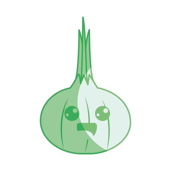 Silhouette Kawaii Cute Happy Onion Vegetable Vector Illustration Image — стоковый вектор