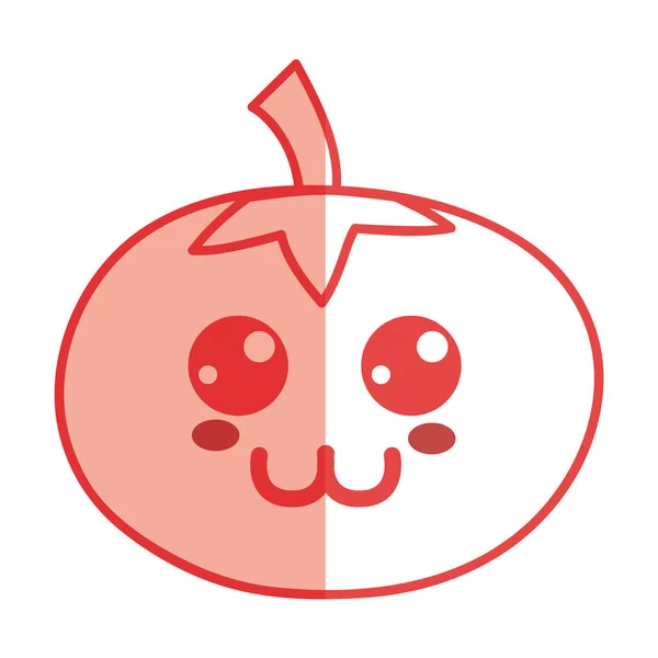 Silueta Kawaii Lindo Feliz Tomate Vegetal Vector Ilustración — Vector de stock