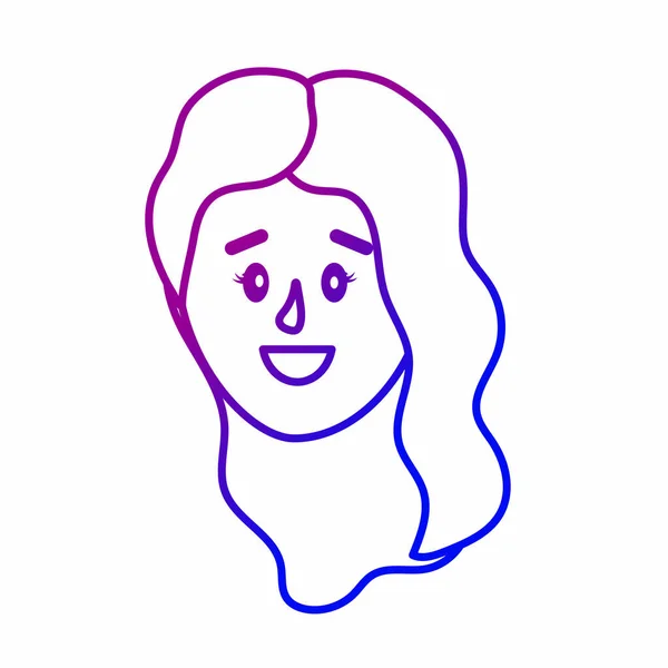 Line Avatar Kepala Wanita Dengan Gaya Rambut Desain Vektor Ilustrasi - Stok Vektor