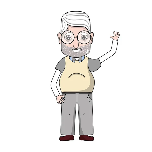 Hombre Viejo Con Peinado Ropa Casual Vector Ilustración — Vector de stock