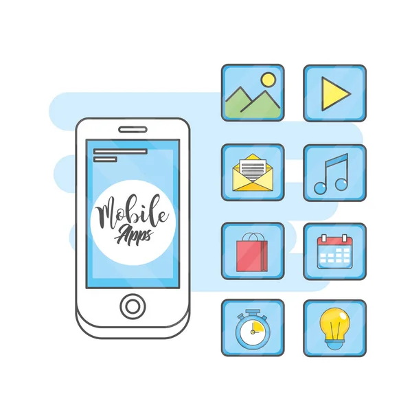 Mobilní Aplikace Technologie Sociální Média Vektorové Ilustrace — Stockový vektor