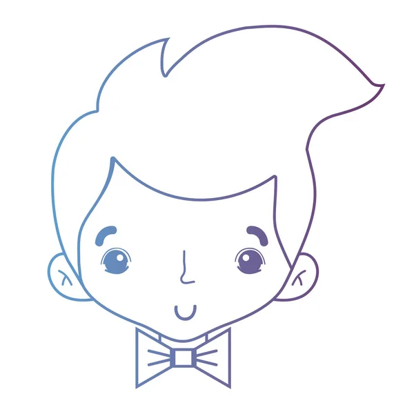 Línea Avatar Hombre Cabeza Con Peinado Bowtie Vector Ilustración — Archivo Imágenes Vectoriales