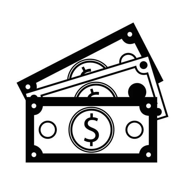 Contour Bills Dollar Argent Comptant Économie Commerciale Illustration Vectorielle — Image vectorielle