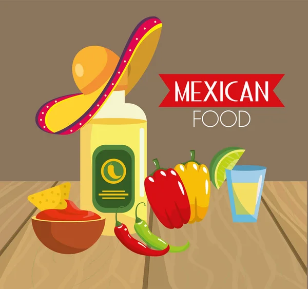 Comida Tradicional Mexicana Con Ilustración Vector Chile Pimienta — Vector de stock