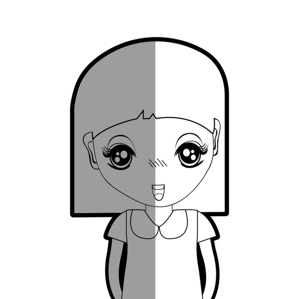 Figure Jolie Fille Avec Coiffure Vêtements Décontractés Illustration Vectorielle — Image vectorielle
