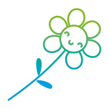 bozulmuş satır kawaii mutlu çiçek bitki yaprakları vektör çizim ile