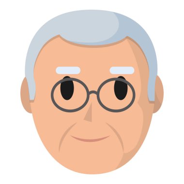 illüstrasyon vektör yaşlı adam baş gözlük ve saç modeli
