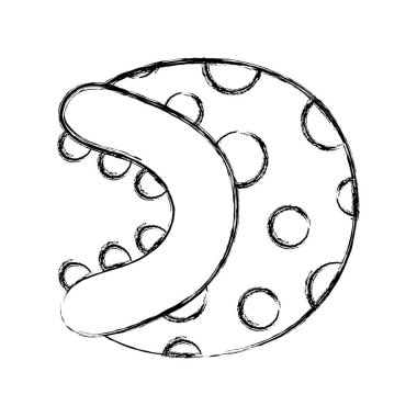 Grunge videogame çiçek planı kafa ile ağız diş illüstrasyon vektör