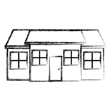 Grunge residencial ve büyük ev windows kapı vektör çizim