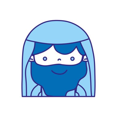 Duo renk dini İsa Mesih ile saç ve sakal vektör çizim