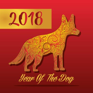 köpek oryantal tradion vektör çizim Festival yılı