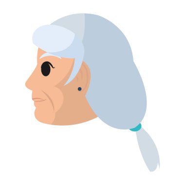 Yaşlı kadın baş tarafında saç modeli vektör çizim ile