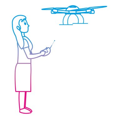 satır kadın uzaktan kumanda ile bozulmuş ve teknoloji vektör çizim yapılır