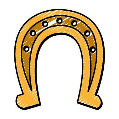 şans dekorasyon simge vektör çizim için metal at nalı doodle