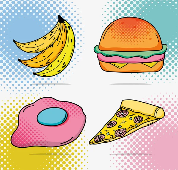 Set Pop Art Cartoons Icons Vector Illustration Graphic Design — Stock Vector