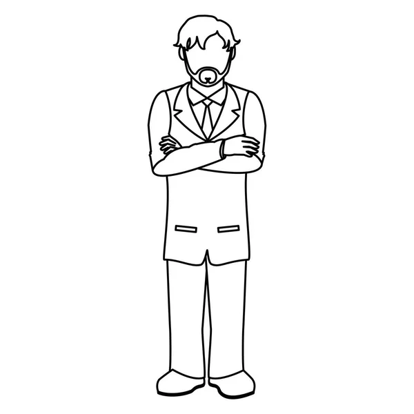 Doctor Hombre Línea Con Ilustración Vectorial Diseño Sin Rostro Oso — Vector de stock