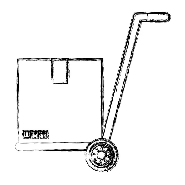 Grunge Plattformwagen Mit Lieferbox Vektor Illustration — Stockvektor