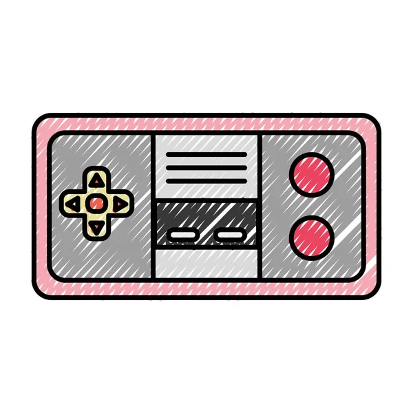 Doodle Elektronikus Videojáték Konzol Technológia Játszani Vektoros Illusztráció — Stock Vector