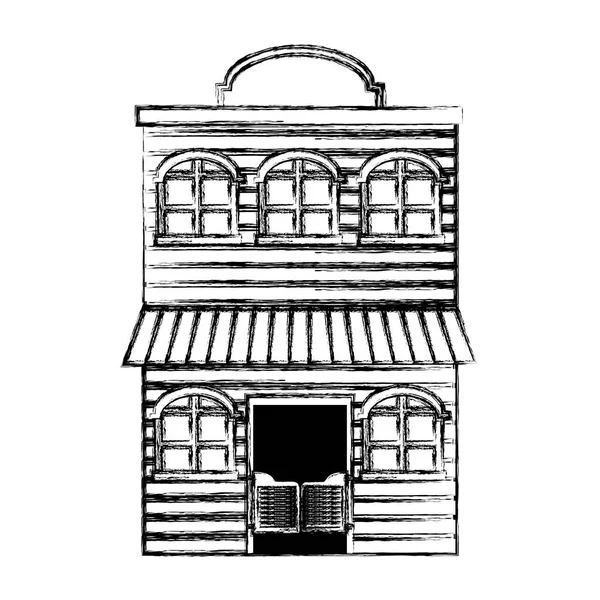 Appartement Bois Grunge Avec Fenêtres Illustration Vectorielle Deux Étages — Image vectorielle