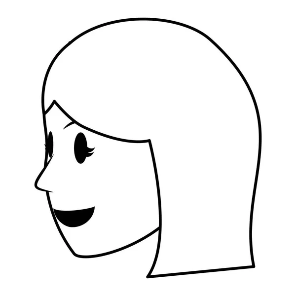 Ligne Heureuse Tête Femme Avec Illustration Vectorielle Expression Faciale — Image vectorielle