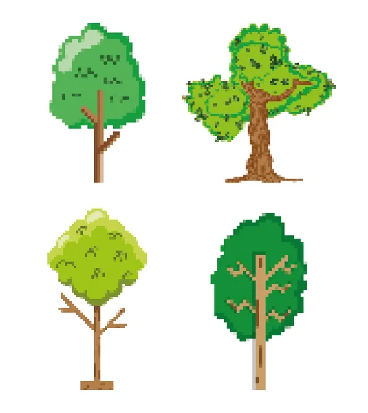 Набор Садовых Природных Пикселей Коллекции Иконок Векторные Иллюстрации Графический Дизайн — стоковый вектор