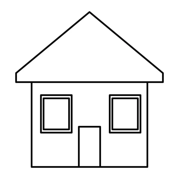 Línea Casa Residencia Con Techo Ventanas Diseño Vector Ilustración — Vector de stock