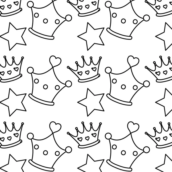 Línea Reina Corona Lujo Con Ilustración Vector Fondo Estrella — Vector de stock