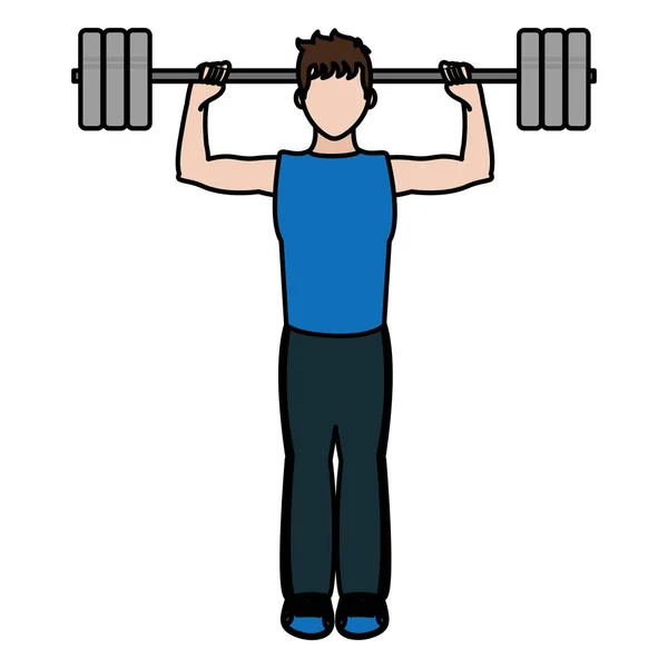 Farbe Fitness Mann Heben Von Gewichten Training Vektor Illustration — Stockvektor