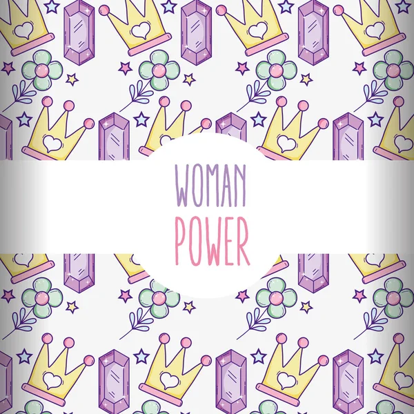 Woman power cute cartoons pattern background vector illustration graphic design