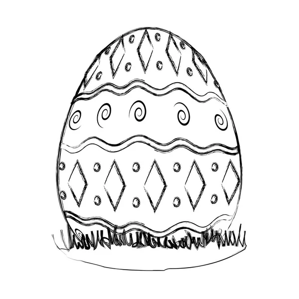 Grunge Egg Easter Geometric Figures Decoration Vector Illustration — Stock Vector