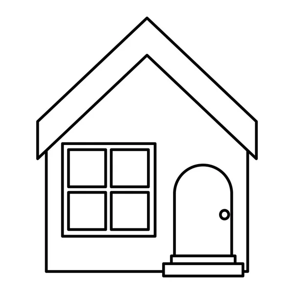 Line House Residence Roof Door Design Vector Illustration — Stock Vector