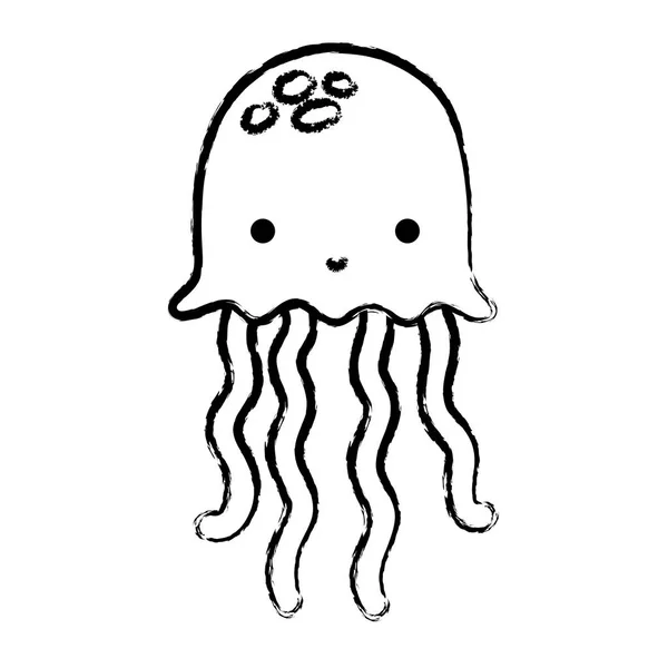 Grunge Medusas Animal Marinho Tentáculos Exóticos Ilustração Vetorial — Vetor de Stock