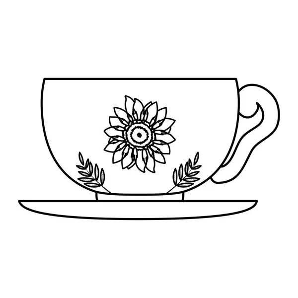 ライン熱いお茶カップ健康飲料ベクトル図 — ストックベクタ