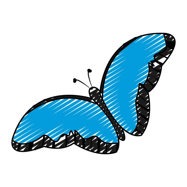 Doodle Schönheit Schmetterling Insekt Tier Fliegende Vektor Illustration — Stockvektor