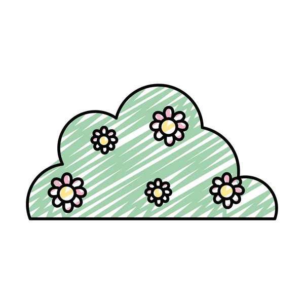 Doodle Nature Buisson Plante Avec Des Fleurs Beauté Illustration Vectorielle — Image vectorielle