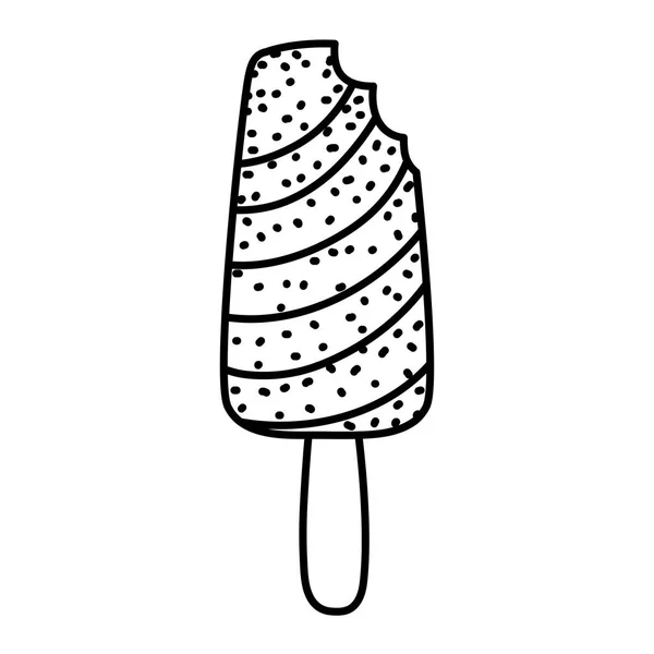 Ligne Délicieuse Glace Sucrée Illustration Vectorielle Dessert Lolly — Image vectorielle