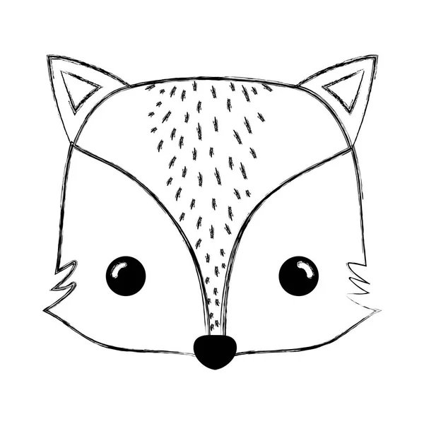 Grunge Adorable Fox Head Wild Animal Vector Illustration — Stock Vector