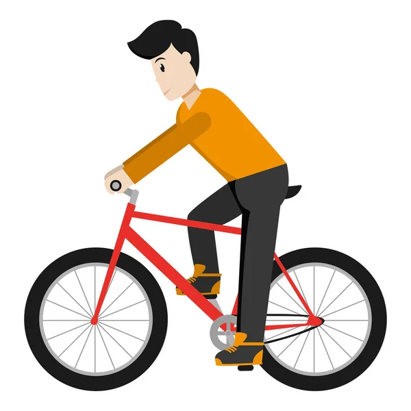 Mann Mit Frisur Und Kleidung Fahren Fahrrad Vektor Illustration — Stockvektor