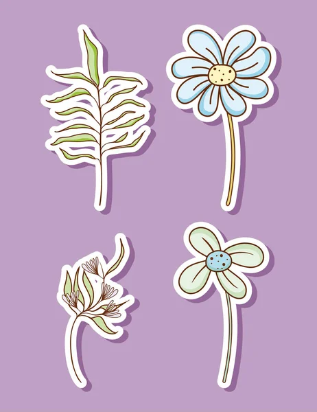 Conjunto Desenho Coleção Flores Cores Pastel Vetor Ilustração Design Gráfico —  Vetores de Stock