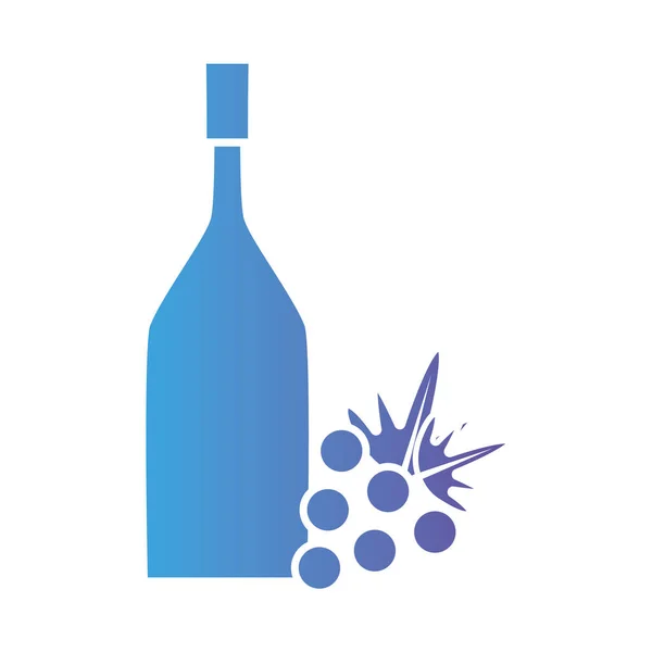Anggur Baris Botol Dengan Anggur Vektor Buah Ilustrasi - Stok Vektor