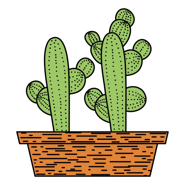Couleur Cactus Nature Désert Plante Intérieur Pot Fleurs Vecteur Illustration — Image vectorielle