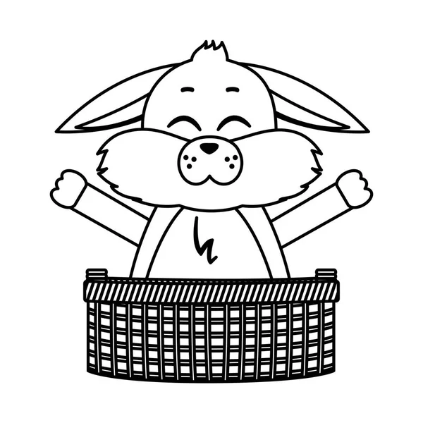 Hattı Açık Eller Kirli Çamaşırlık Vektör Çizim Içinde Tavşan Hayvanla — Stok Vektör