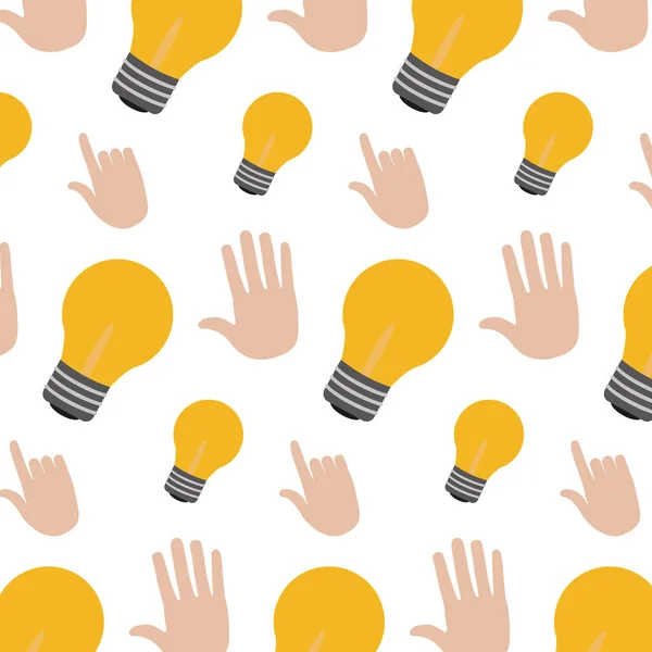 Gestures Hands Bulb Energy Background Vector Illustration — Stock Vector