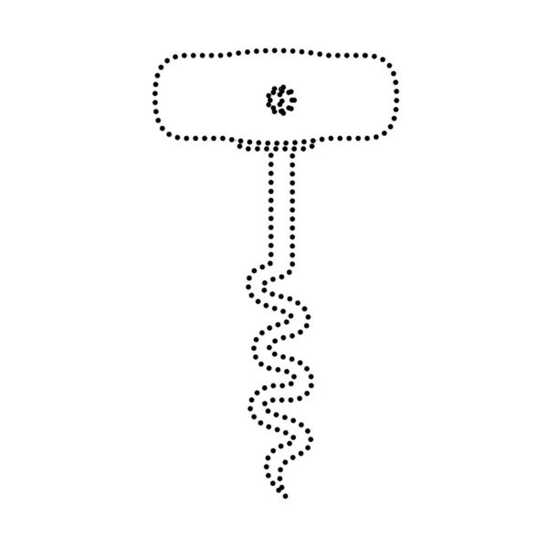 Dotted Shape Corkscrew Object Uncover Bottle Wine Vector Illustration — Stock Vector