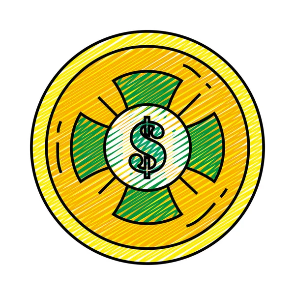 ドル記号のベクター イラスト落書き金属コイン通貨 — ストックベクタ