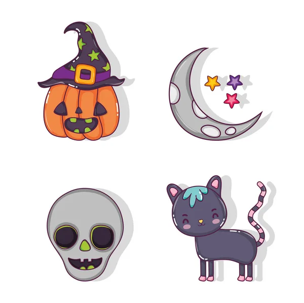 Set of halloween cartoons collection vector illustration graphic design