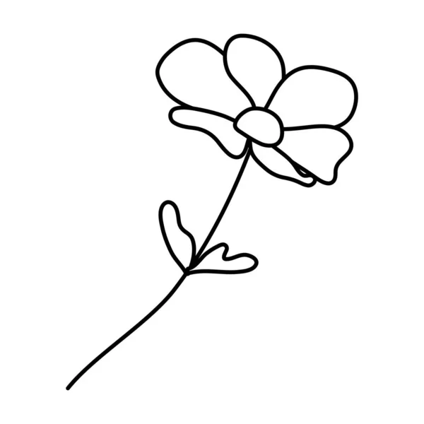 Linie Tropische Blume Natur Pflanze Stil Vektor Illustration — Stockvektor